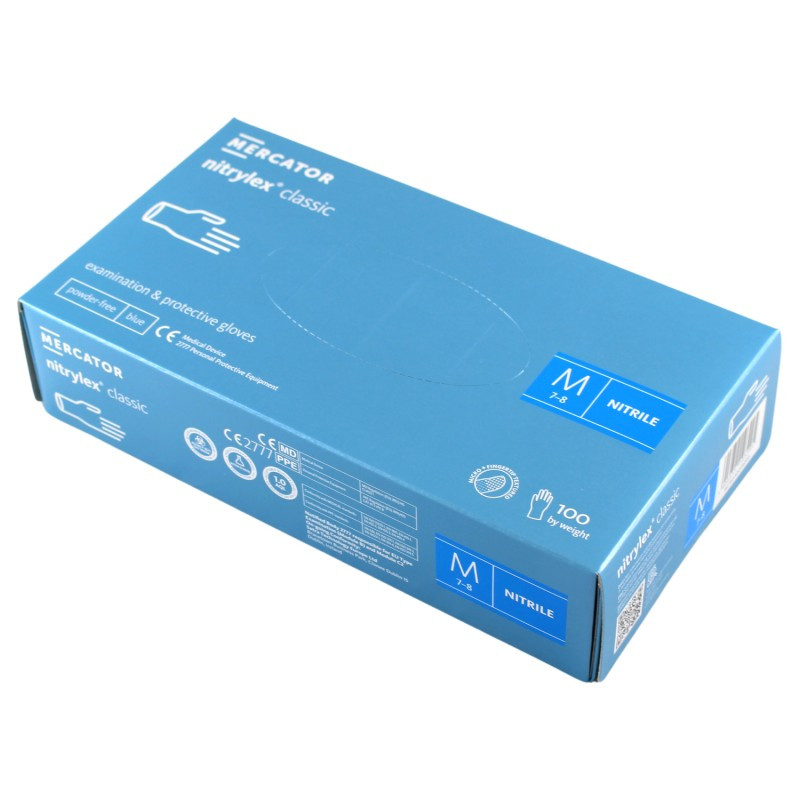 Nitrilové rukavice jednorázové MERCATOR nitrylex classic - modré M 100ks