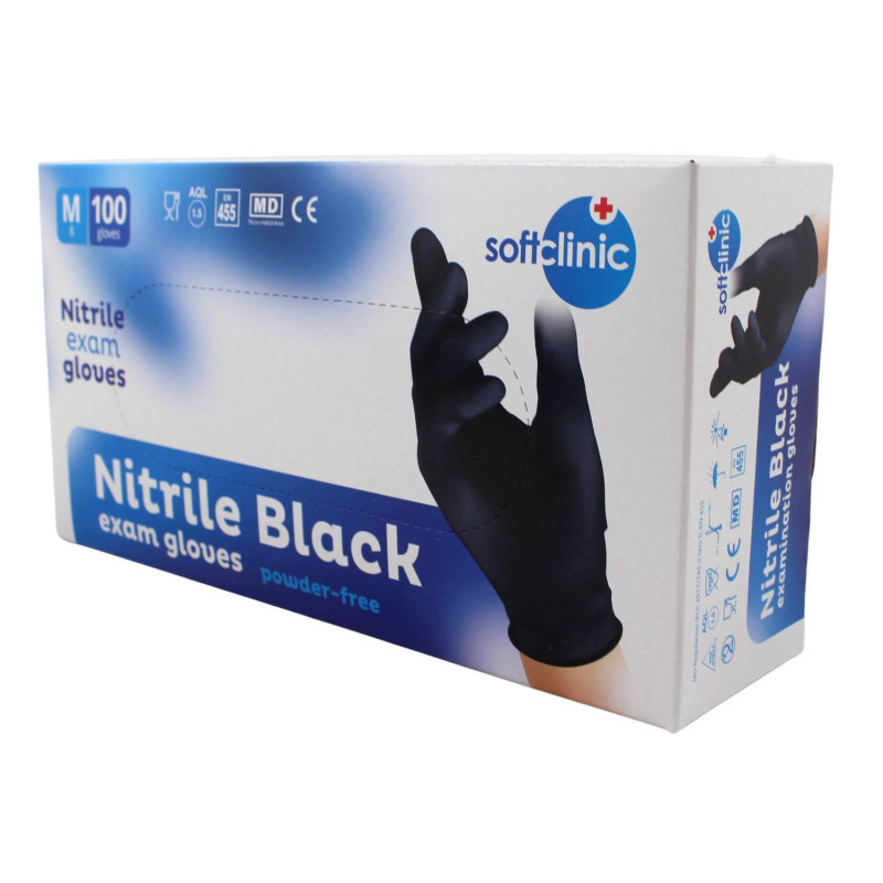 Nitrilové rukavice jednorázové SOFTCLINIC čierne M 100ks