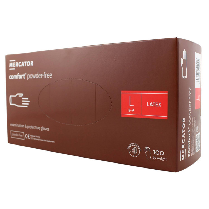 Latexové rukavice MERCATOR COMFORT nepúdrované L 100ks